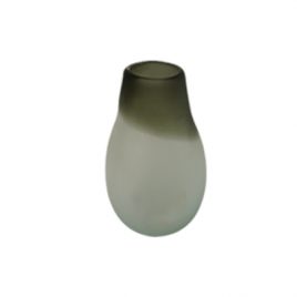 White Frosted Glass Vase Black Edge