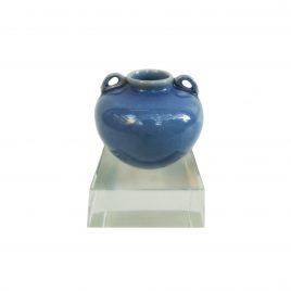 Cobalt Blue Ceramic Vase w/ Crystal Base