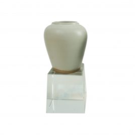White Glazed ceramic vase w/ Crystal Base