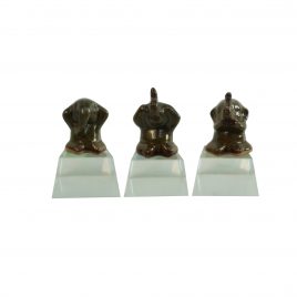 Indigo Ceramic Elephant w/ Crystal Base (Set 3 pcs)