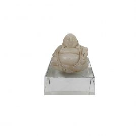 White Marble Chinese Laughing Budda w/ Base