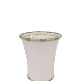 White Ceramic Vase w/ bamboo trim (Large)