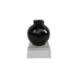 Carbon Black Glazed Ceramic Vase w/ Crystal Base