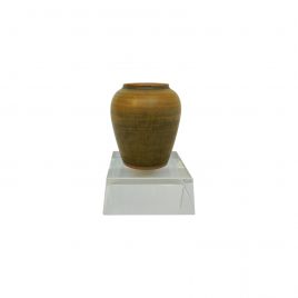 Yellow mustard ceramic vase w/ Crystal Base