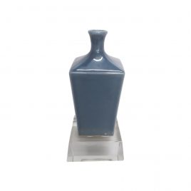 Co-blue glazed ceramic vase w/ Crystal Base