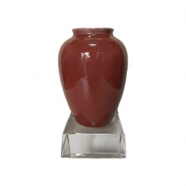 Red Ceramic Vase w/ Crystal Base