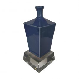 Co-blue glazed ceramic vase w/ Crystal Base