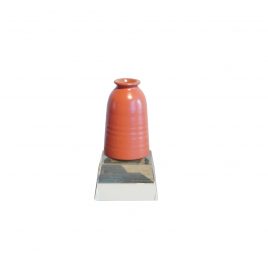 Coral Red Ceramic Vase w/ Crystal Base