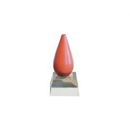 Coral Red Ceramic Vase w/ Crystal Base