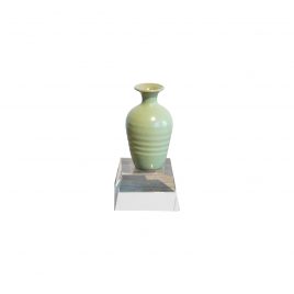 Celadon Ceramic Vase w/ Crystal Base