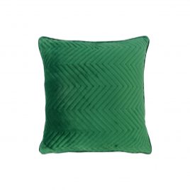 English Green Velvet Zigzag Textured Pillow