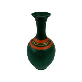 Emeral Green w/ Red Stripe Ceramic Vase (Vintage Collection)