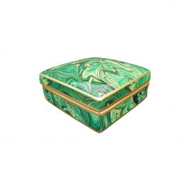 Jewelry Ceramic box w/ Malachite Motif (Green)