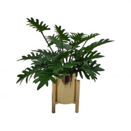 Philodendron Artificial Plant in Gold Planter