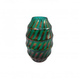 Teal Gold Swirl Glass Vase (S)