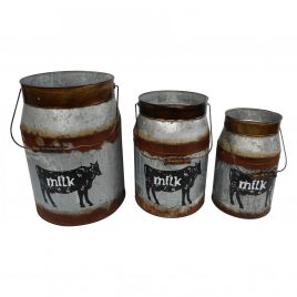 Decorative Tin Metal Dairy Milk Jug ( set 3)