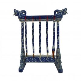 Blue & White Ceramic Chinese calligraphy brush holder stand
