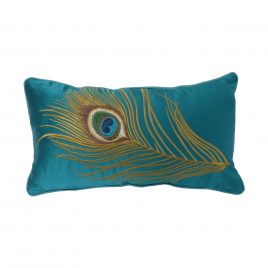 Peacock Feather embroidery velvet pillow