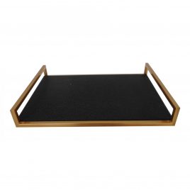 Gold Tray with faux shagreen inlay (S)