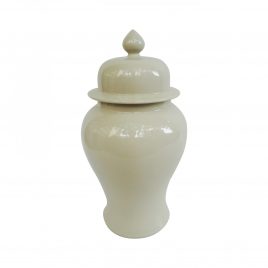 Beige Chinese Ceramic Lidded Jar (Large)