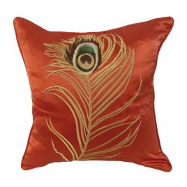 Red Peacock Feather Pillow