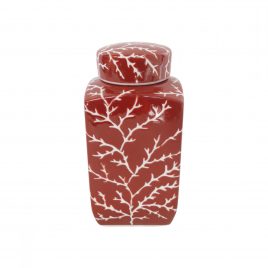 Red Coral Ceramic Ginger Jar