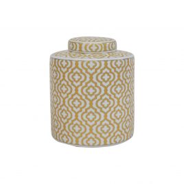 Gold Geometric Pattern Ceramic Ginger Jar (S)