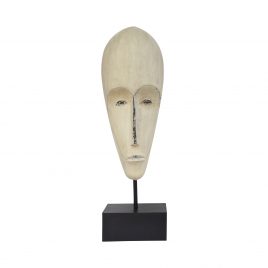 African hand carved wooden mask with stand