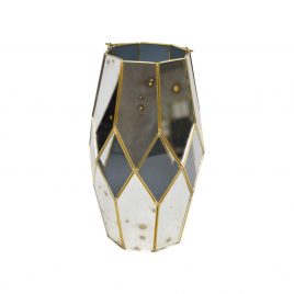 Antique mirror vase with Gold Trim (Large)