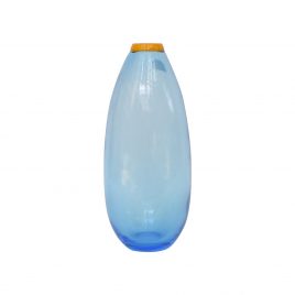 Turquoise Vase with Orange Edge