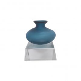 Blue Frosted Glass Vase