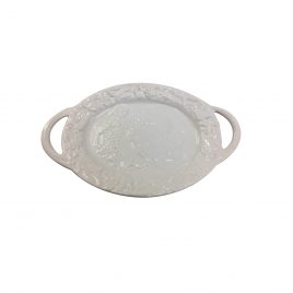 White Ceramic Plate with Holder