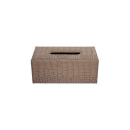 Taupe Leather Tissue Box