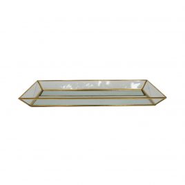 Glass Mirror Tray with Gold Trim (M)
