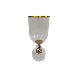 Glass Candle Holder on Marble Base (L)