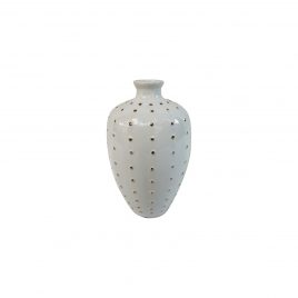 Gold Dotty White Ceramic Vase (L)
