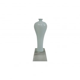 Light Blue Ceramic Vase with Crystal Base