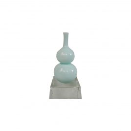 Light Blue Ceramic Vase with Crystal Base