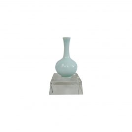 Light Blue Ceramic Vase with Crystal Base