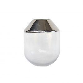 Decorative Glass Vase with Silver Trim (L)