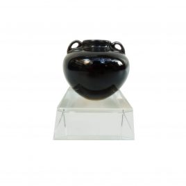 Carbon Black Glazed Ceramic Vase with Crystal Base