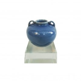 Cobalt Blue Ceramic Vase with Crystal Base