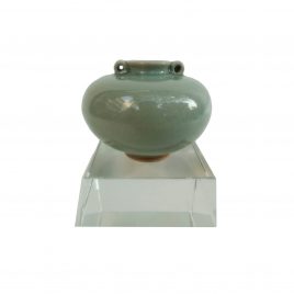 Celadon Ceramic Vase with Crystal Base