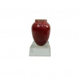 Red Ceramic Vase with Crystal Base