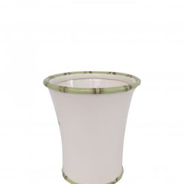 White Ceramic Vase with bamboo trim (Large)