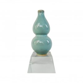 Antique Green Potter Miniature with Crystal Base