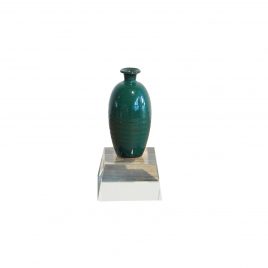 Sacramento Green Ceramic Vase with Crystal Base