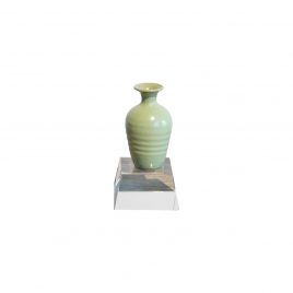 Celadon Ceramic Vase with Crystal Base