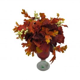 Fall Maple Arrangement in Red Glass Vase