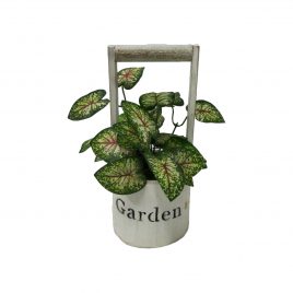 Philodendron Artificial Plant in French Wooden Pot (S)